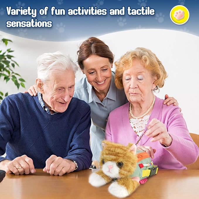 Fidget Blanket for Elderly with Dementia, Alzheimers Products, Sensory Fidget Toys Dementia Activities for Seniors and Elderly Busy Blanket