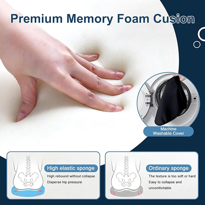 Cushion and Lumbar Support Pillow, Relief Pressure Seat Cusion for Office Chairs & Car Seat, Ergonomic Design Cusion for Tailbone Pain Relief, Sciatica & Back Support (Black, Lumbar&Cusion)