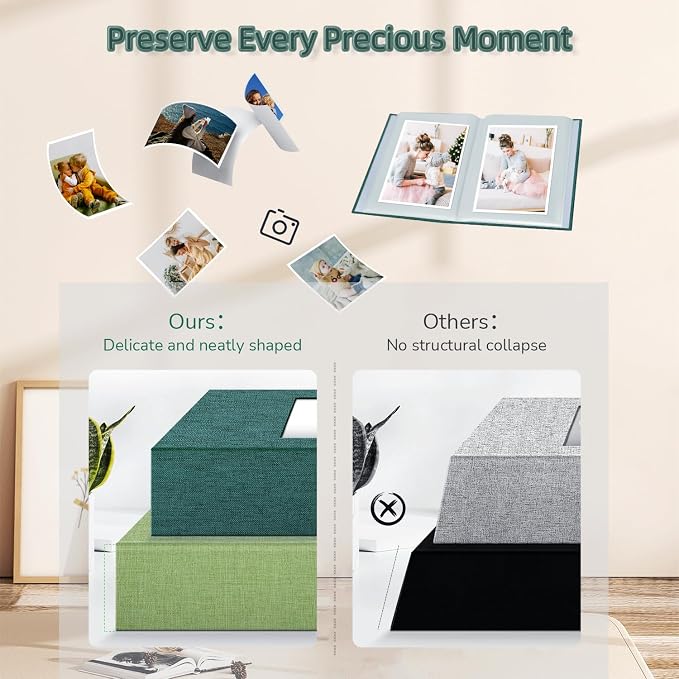 popotop Photo Album 4x6-100 Photos Photo Books with 100 Vertical Pockets,Linen Cover Albums for Family Wedding Anniversary Baby Vacation Pictures