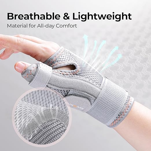 New Upgraded Thumb Spica Splint, Comfortable Thumb Brace for Right & Left Hand, Universal Size Thumb Support for Arthritis, Tenosynovitis, CMC Joint Repetitive Injuries (Grey)