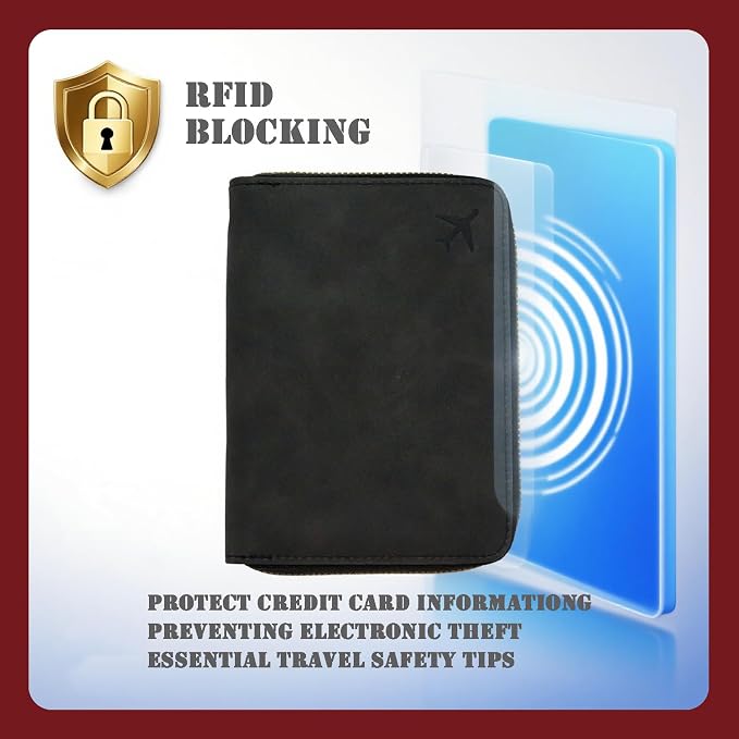 Passport Holder with Lanyard Around the Neck to Prevent Loss and Theft, Rfid Passport Holder for Travel, Passport Cover, Passport Wallet with Adjustable Lanyard for Women & Men (Black - Lanyard)