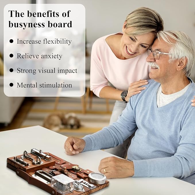 Fidget Busy Board for Adults with Dementia, Engaging Alzheimers Activities & Tactile Stimulation, Dementia Activities for Seniors, Thoughtful Gift for People with Alzheimer's