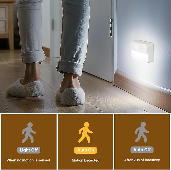 Guankai 8 Pack Motion Sensor Stair Lights for Indoor, Wireless RGB Battery Operated Night Light, Activated Led Stick On Hallway Closet Under Cabinet Step Lamp for Bedroom Kitchen Bathroom