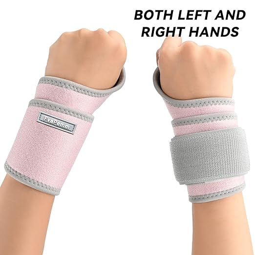 Carpal Tunnel Wrist Brace for Right Left Hand 2 Pairs, Wrist Support Wraps for Women Men, Adjustable Wrist Brace for Tendonitis, Arthritis, Weightlifting, Sports, Day Night Support, Pink&Black