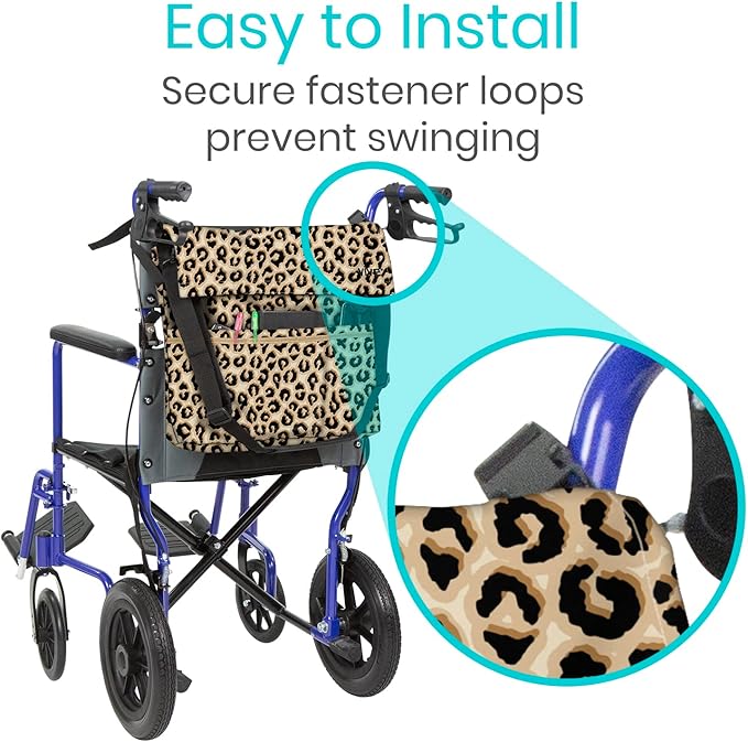 Vive XL Wheelchair Accessories Bag - Waterproof, Scratch-Resistant, Double-Stitched, Machine Washable for Adults, Seniors, 15 Colors - Storage Walker Backpack to Hang on Back
