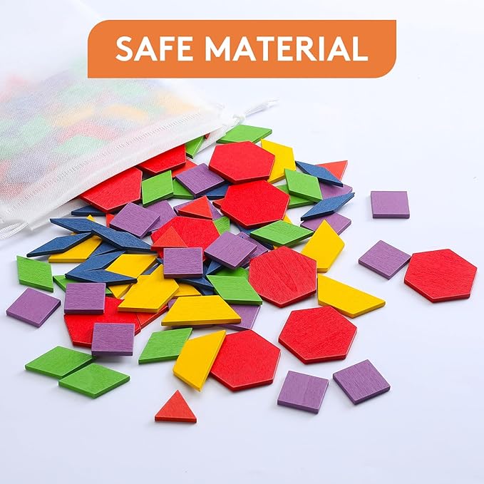 Dementia Activities for Seniors - 155 Pieces Wooden Tangrams Puzzle, Easy Memory Game for Alzheimer's with Colorful Shape Tiles, Cognitive Craft Gifts, Games for Seniors with Dementia