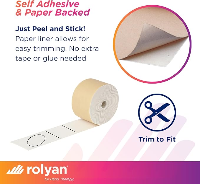 Rolyan Non-Latex Moleskin Roll, 1" x 5 yards, Beige, Padding with Paper Backed Adhesive, Cut to Fit for Splints, Braces, and Casts, Soft Flexible Tape for Blister Prevention & Skin Protection