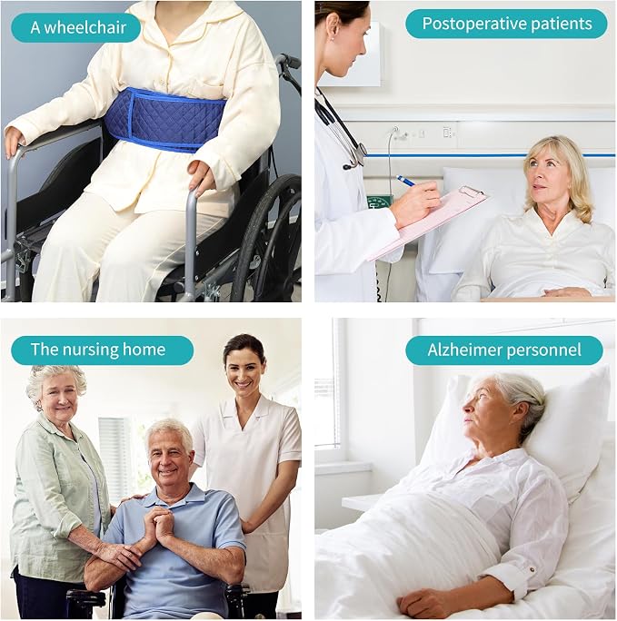 ENLUNTRA Medical Bed Restraint Strap for Elderly，Anti-Fall Waist Belt for Elderly，Adjustable Wheelchair Seat Safety Belt,Medical Bed Safety Assist