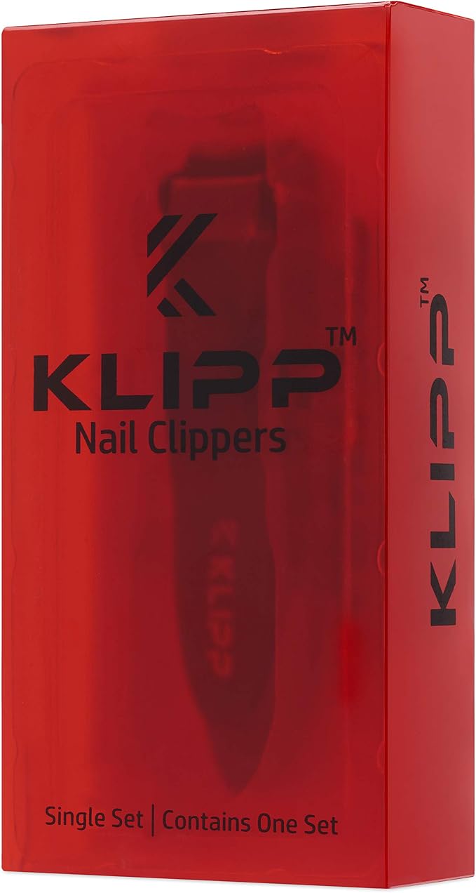 Nail Clippers for Men with Catcher - KLIPP Heavy Duty Razor-Sharp Self-Collecting Nail Cutter, Ergonomic Lever for Fingernails & Toenails, Ideal Gift for Men & Grooming Gifts Inc Ziplock Pouch (2)