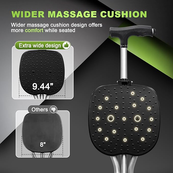 BigAlex Alloy Folding Cane with Seat, Lightweight Adjustable Walking Cane with Seat, Cane Seat with LED for Seniors, Cane Chair for Woman/Man,Anti-Slip Walking Stick for Seniors