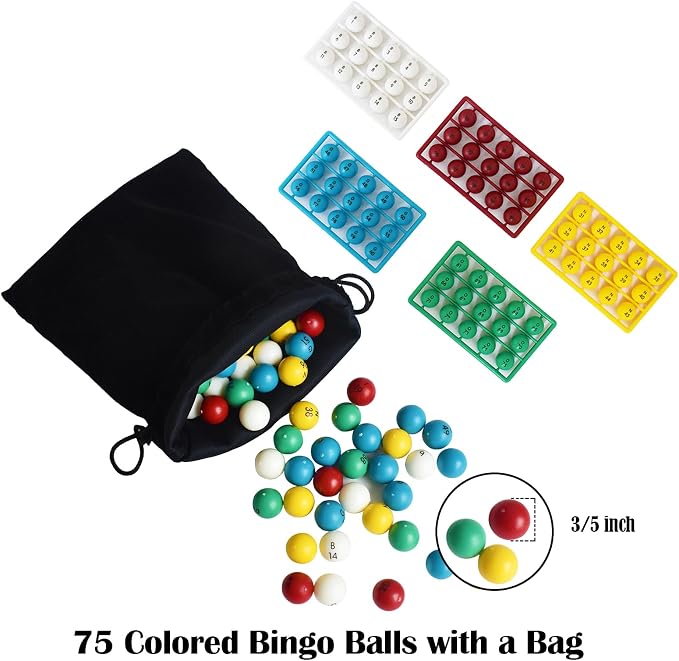 Yuanhe Deluxe Bingo Game Set - Includes 8" Metal Rotar Cage with Big Storage Bag,1000 Colorful Chips,100 Bingo Cards,75 Colored Balls and Masterboard, Great for Large Groups