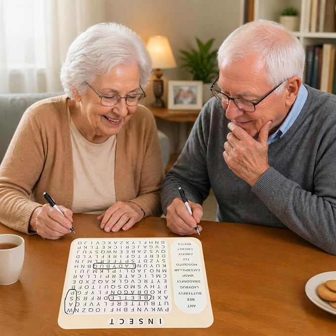 12 or 36 Pcs Reusable Word Search Cards for Dementia Game-Dementia Activities for Seniors with Alzheimer's-Elderly Alzheimer's Toys-Large Print Word Search Books (36 Large Print Word Search Books)