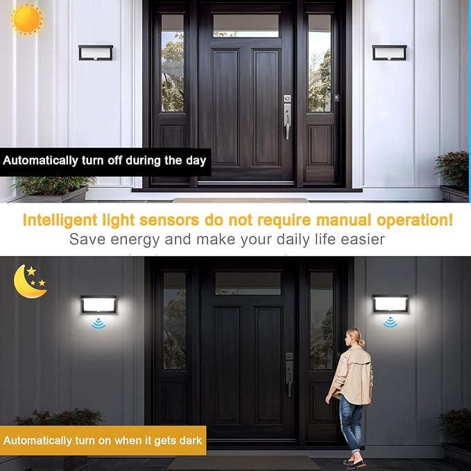Hardwired 18W LED Motion Sensor Outdoor Lights IP65 Aluminum 110V | Outdoor Motion Sensor Light Indoor Motion Lights for Outside Dusk to Dawn Outside Lighting Fixtures LED Porch Light
