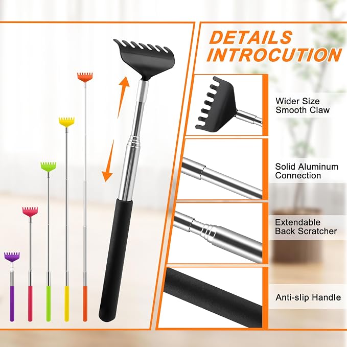 6 Pack Back Scratcher, Stocking Stuffers for Women Men Teen Girls | Prizes for Adults, Birthday Gag Bulk Small Christmas Gift, Mothers Fathers Day Dad Gifts, Easter Basket Stuffers
