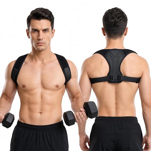 Workout Posture Corrector for Men, Upper Back Gym Trainer | Y-Back EVA panel, adjustable foam straps, gentle upper-back reminder for chest, shoulder and back workouts