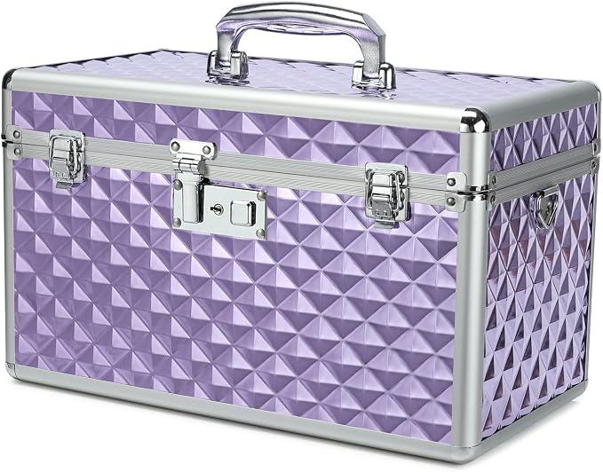 Storage Box with Key Lock, Lockable Medicine Storage Box, Empty First Aid Box, Security Lock Box, Multipurpose Locking Box for Home and Outdoor Use （purple, X-Large）