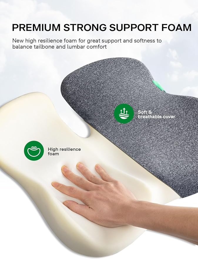 Medisana Seat Cushion, SC 100 Seat Cushions for Office Chairs, Car Seat, Wheelchair - Sciatica & Tailbone & Coccyx Pain Relief Pillow for Driver Sedentary（Size:18 * 14.6 * 3.54 in-Grey）
