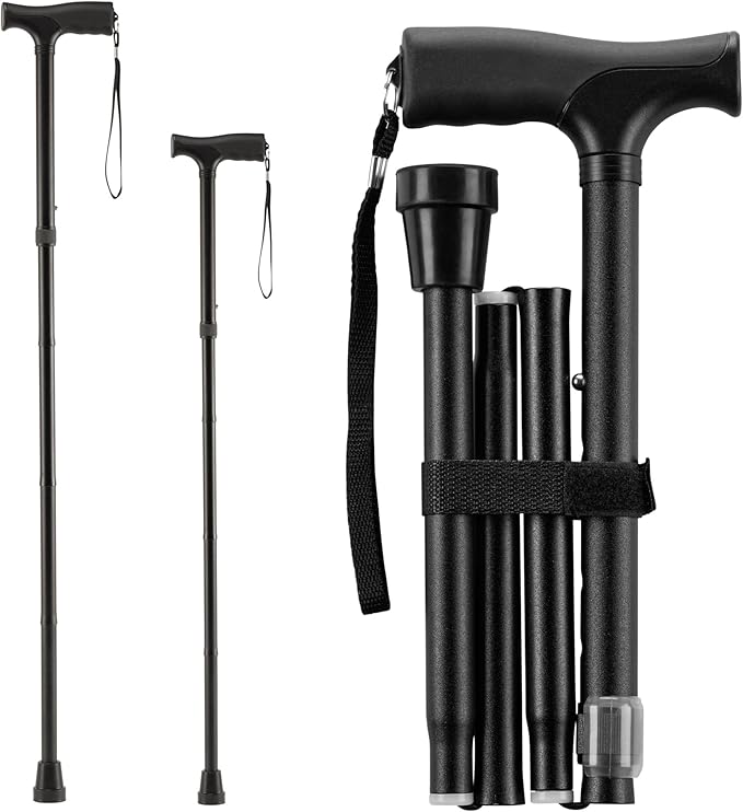 Mars Wellness Folding Cane - Adjustable Walking Cane for Women & Men - Collapsible Walking Stick for Seniors, Travel & Stability - Portable Mobility Aid