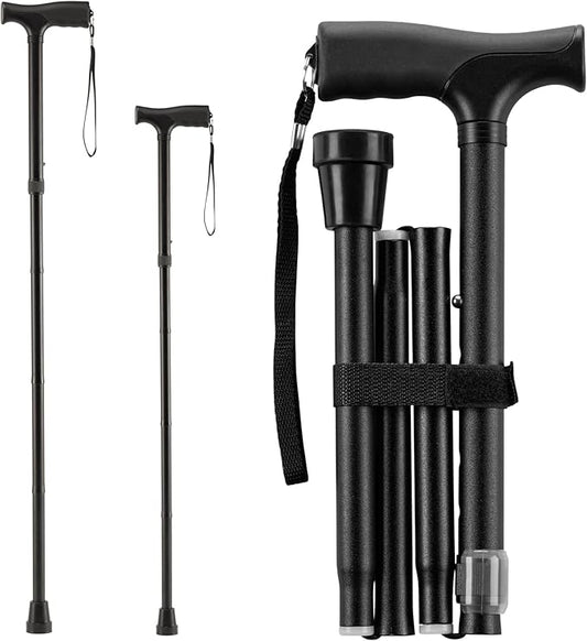 Mars Wellness Folding Cane - Adjustable Walking Cane for Women & Men - Collapsible Walking Stick for Seniors, Travel & Stability - Portable Mobility Aid
