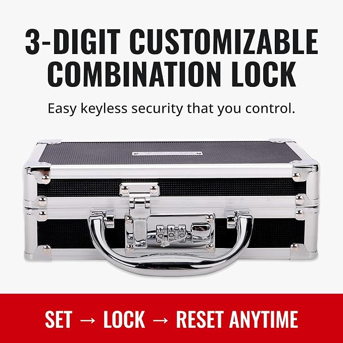 Vaultz Locking Medicine Case with Combination Lock - Portable Lock Box Briefcase for Medications, Cash & Valuables, Organized Storage Case with Handle, 3 Pack