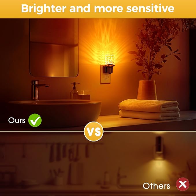 L LOHAS LED Night Light, Dimmable Night Lights Plug into Wall | Automatic Night Lights Plug in, Auto Light Sensor, Adjustable Brightness Amber LED Night Light, Bedroom Hallway Home Decor