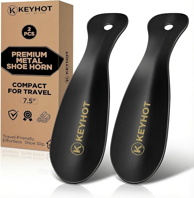 Metal Shoe Horns 7.5-16.5“, Shoehorns Long & Travel for Kids Adult | Stainless Steel Shoehorns, Shoe Spoons, Portable Compact Lightweight Wear Shoes Helper for Boots Men Women