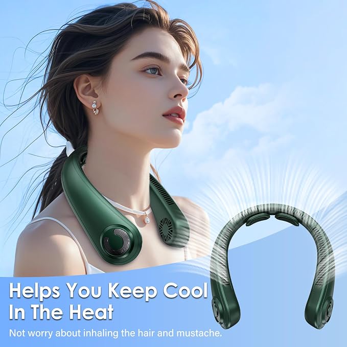 Portable Lightweight Neck Fan with Neck Support, Gifts for Mother's Day & Father's Day, Rechargeable Personal Wearable Cooling Neck Fans for Hot Flashes, Disneyland, Travel, Camping Essentials