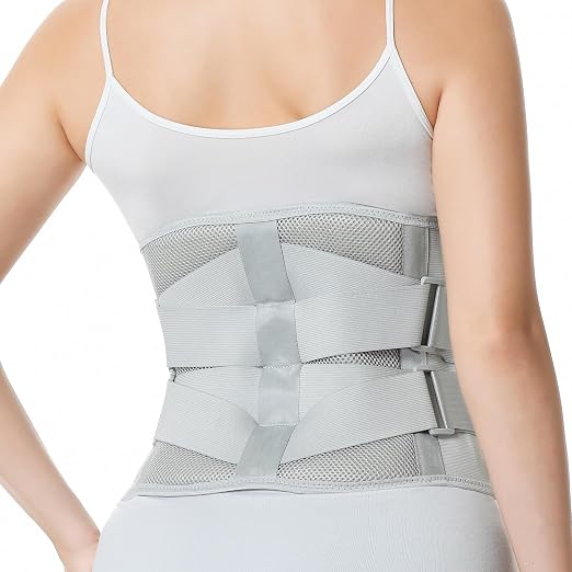 NeoTech Care Lower Back Brace for Women or Men, Lumbar Back Support Belt (Grey, Size XL)
