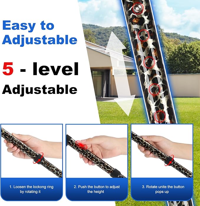 MFE Folding Cane, Portable 5-Level Adjustable Height Walking Stick with Foldable Design, Wrist Strap, and T Handle for Men and Women