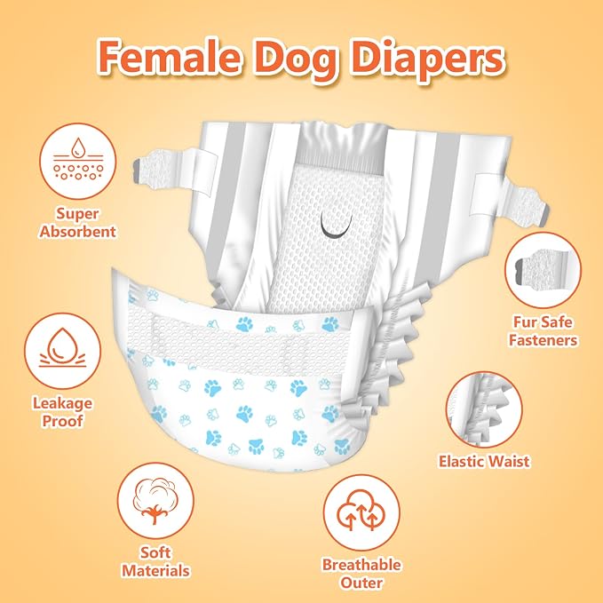 Pet Soft Dog Diapers Female - Disposable Puppy Diapers, Cat Diaper 36pcs XSmall