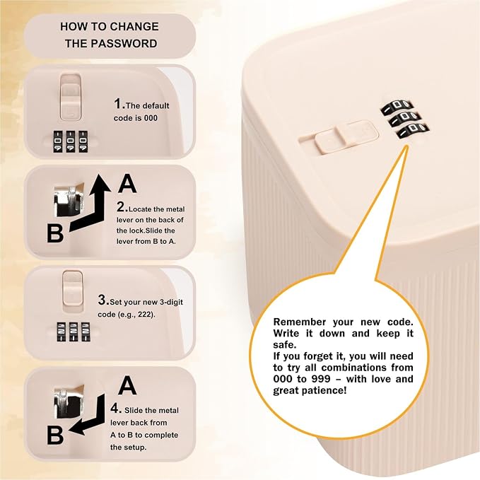 Lockable Storage Box,Medicine Lock Box Travel Case,Refrigerator Bin Container for Food,Medicines,Snacks,Locking Mobile Cell Phone Device Jail,Lockbox for Office,Home,School,Father Gift (Cream Plus)