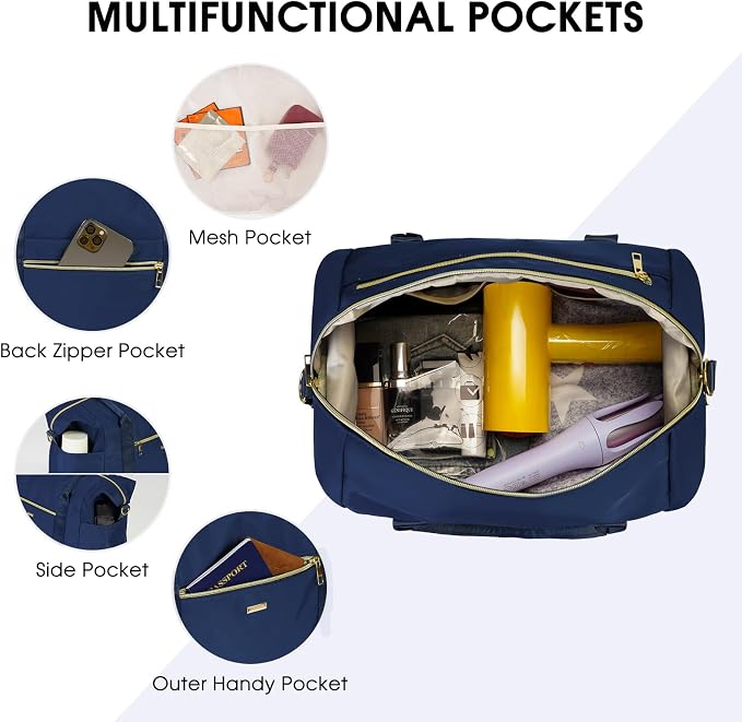 WANDF For Spirit Airlines Personal Item Bag 18x14x8 Underseat with Wet Pocket & Shoe Compartment & Tsa Approved Toiletry Bag