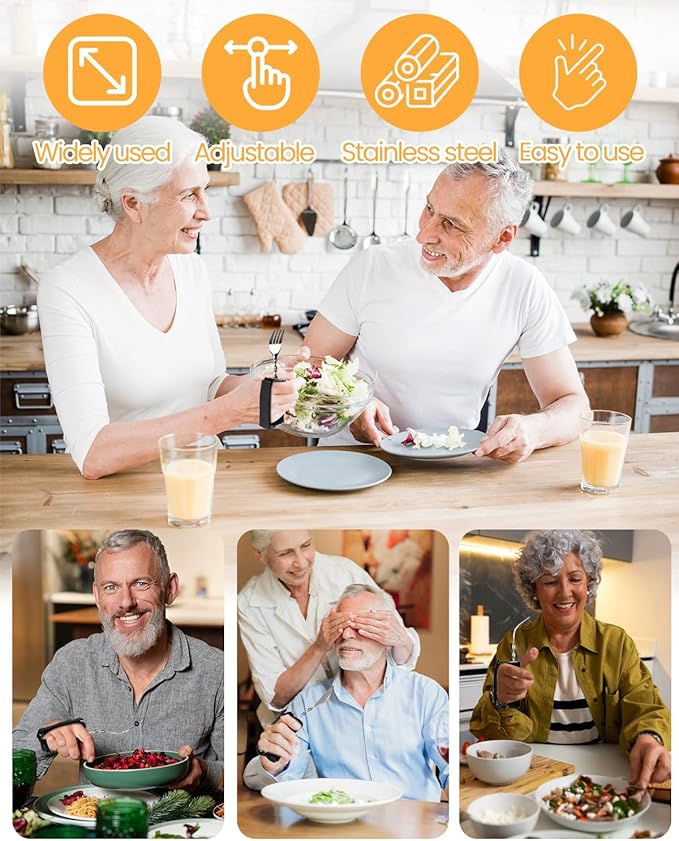 Bendable Adaptive Utensils for Elderly, Disabled People, Parkinson’s, Arthritis, Hand Tremors, Weak Hand Grip & Handicapped, Arthritic Hands-Non Slip Handles(qu_wanqu2,Black)