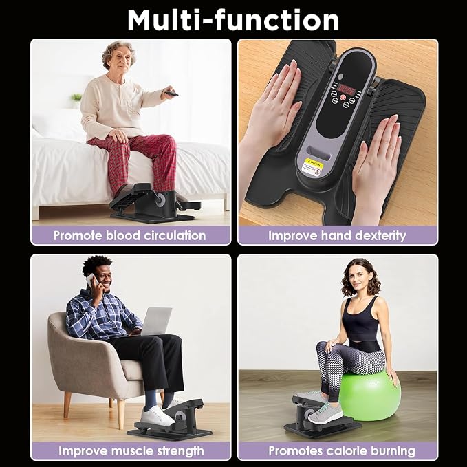 Under Desk Elliptical Machine for Senior Mini Elliptical Leg Exerciser with Remote Quiet Portable Electric Seated Foot Pedal Exerciser for Home Office