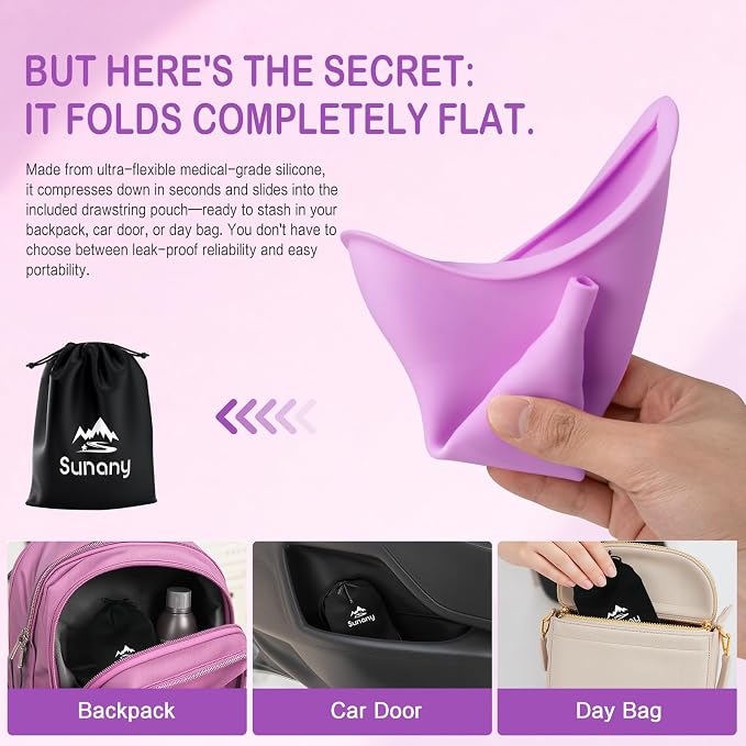 Female Urination Device, Reusable Female Urinal Silicone Women Pee Funnel | Women to Pee Standing Up, The Perfect Companion for Camping,Travel travel outdoor, folds compact, easy rinse