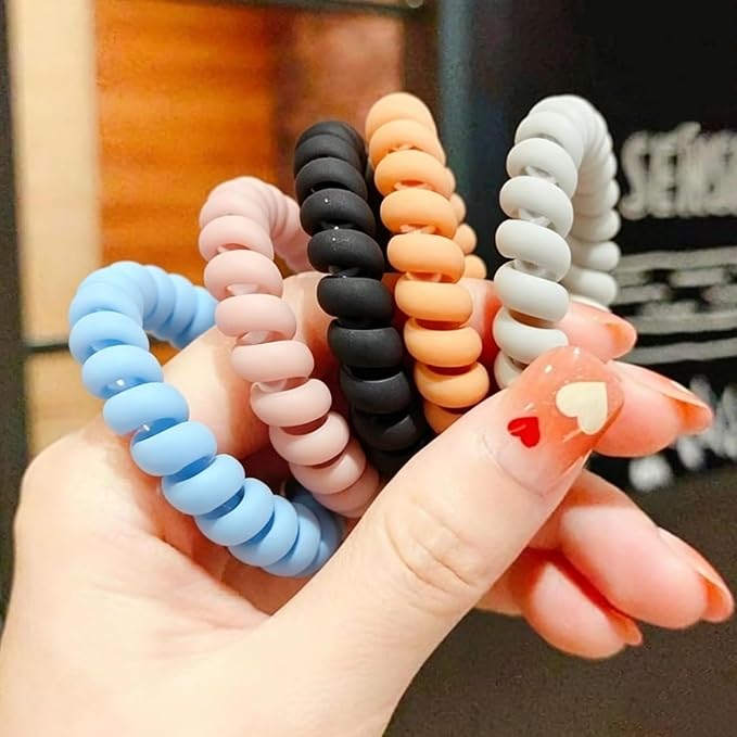 7 PCS Stretchable Spiral Coil Wrist Keychain