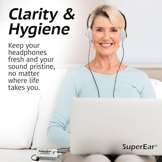 SuperEar Bundle: Personal Sound Amplifier Model SE5000 (PSAP) Pocket-Size Audio Amplifier with Headphones and Earbuds for Listening Assist & 50 Pair, 2.5" Disposable Sanitary Ear Covers for Hygiene