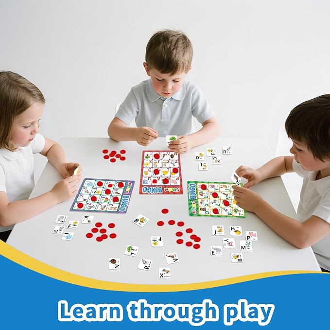 Alphabet Bingo Game, Letter&Number&Sight Word Bingo Board Games for Toddlers, ABC and 123 Learning Toys for Kids, Toddler Preschool Learning Activities, Family Matching Games