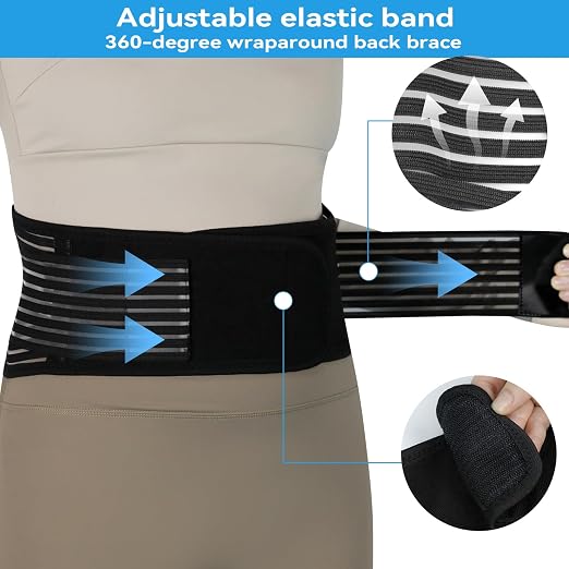 Back Support with Magnet, Tourmaline Magnetic Back Braces for Lower Back Pain Relief, Self Heating & Soothing Back Support Belt, Lumbar Support Belt for Herniated Disc/Sciatica (Small)