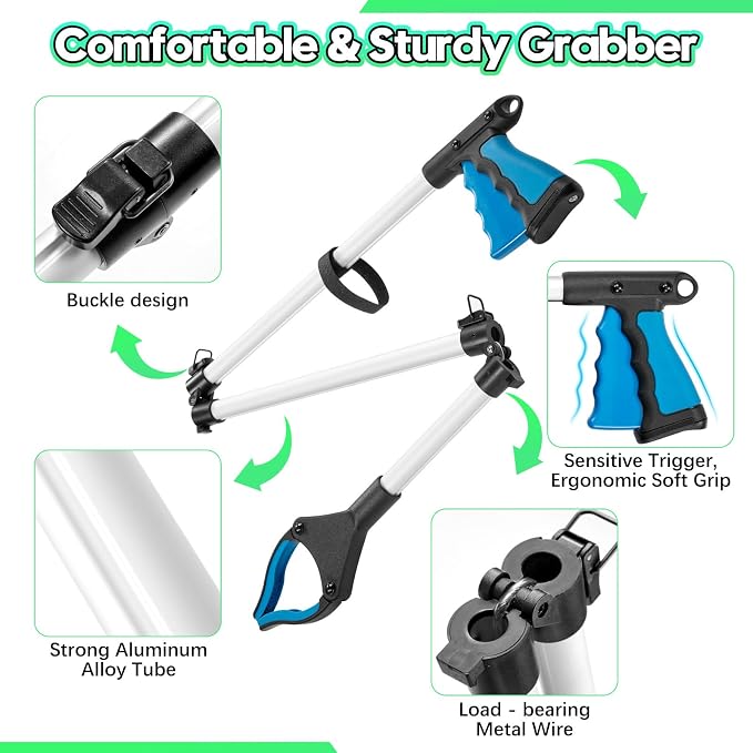 Upgraded 43 Inch Grabber Reacher Tool, Grabbers for Seniors, Extra Long Reacher Grabber Pickup Tool, Anti - Slip Wide Jaw, for Trash Pickup & Surgery Recovery