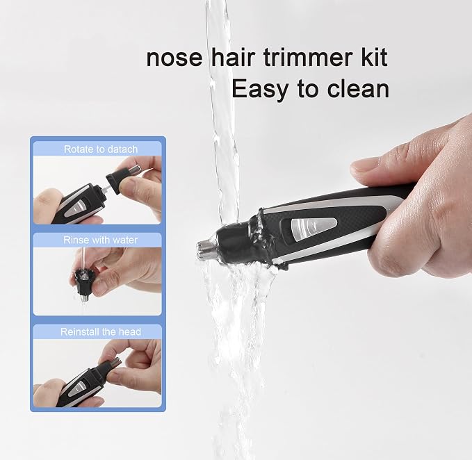 Ear and Nose Hair Trimmer Clippers: 2026 Professional Painless Eyebrow & Facial Hair Trimmers Remover for Men Women, Battery-Operated Nasal Clipper, Dual Edge Waterproof Blades for Easy Clean, Black