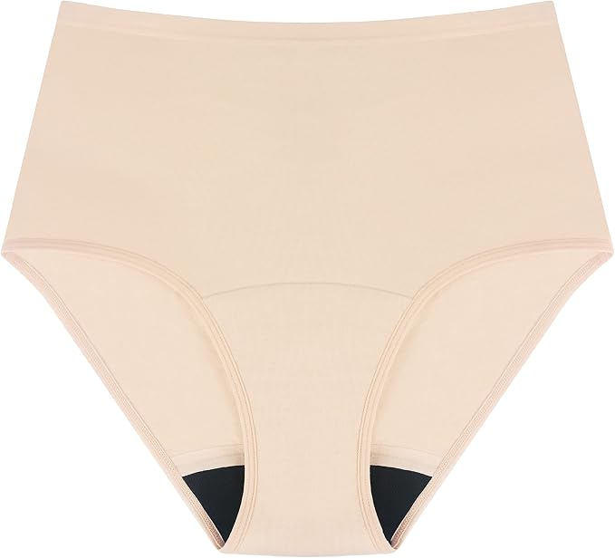 AIRCUTE Washable Urinary Incontinence Protective Underwear for Women Leak Proof Absorbent Reusable Panties 60ML 1 Pack (Beige, Medium)
