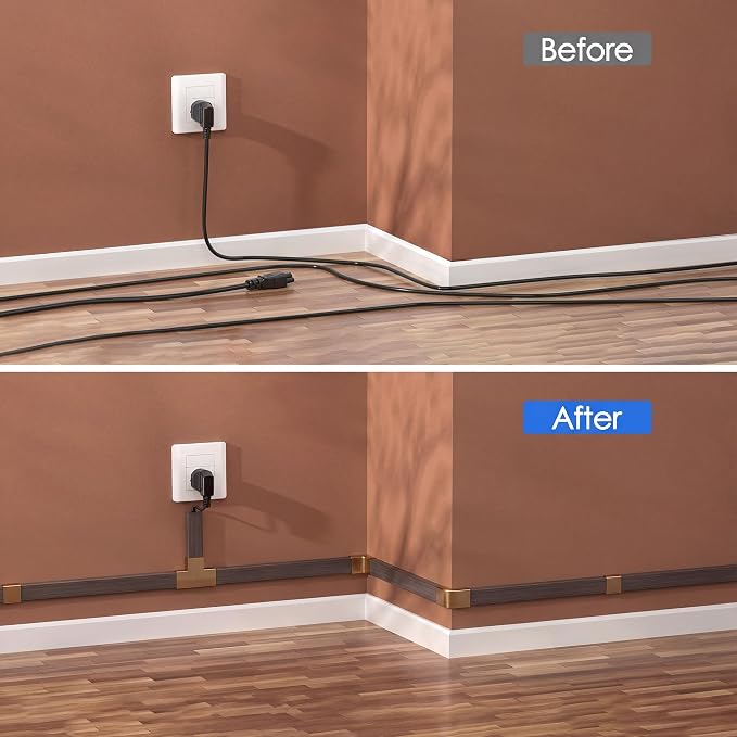 Yecaye TV Cord Hider, 125in Cord Cover, Large Cable Hider, Wire Covers for 4 Cords, Cable Raceway Wire Hider, Wire Hiders for TV on Wall, Cable Cover Cord Concealer, W1.18in H0.6in, Darkwood