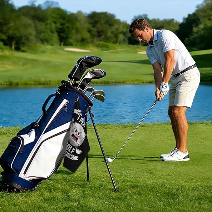I Play Golf And I Know Things Golf Towel with Clip, Funny Golfing Accessories for Men Women, Birthday Retirement Gifts for Golfer Sport Lover, Golfing Gifts for Friend Dad Mom Grandpa