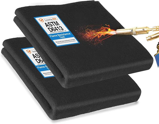 WISSCOOL 2Pack 10MM Thick 12x12 Inch Fireproof Welding Blanket, Double Side Heat Pad Welding Mat Fire Resistant Carbon Felt Cloth Flame Retardant Fabric Protector Pad for Soldering Firepit Smoker