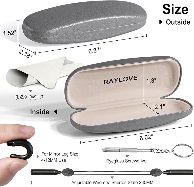 RayLove Unisex Hard Shell Eyeglasses Cases, Protective Case For Glasses