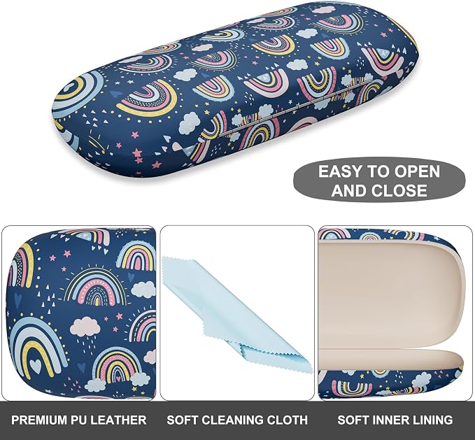 Eyeglasses Case, Portable Hard Shell Protective Case for Glasses, Eyeglass Holder Box for Women with Cleaning Cloth