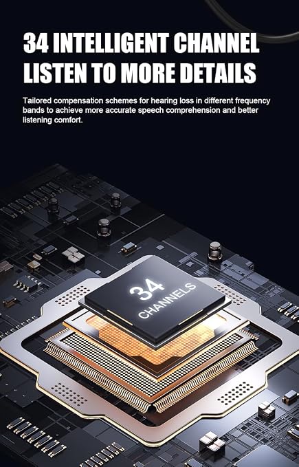 CZ-T01 Neckband Hearing Amplifier & Aids with free APP and Bluetooth 50dB Gain for Moderate-Severe Hearing Loss, 34-Channel Noise Cancelling, 30H Rechargeable,preventing loss, keeping devices safe