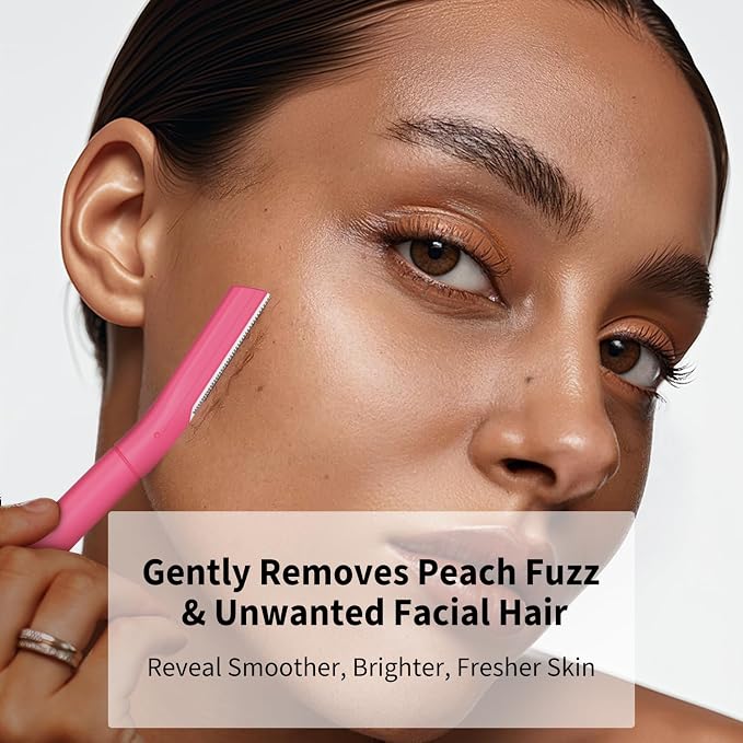 Dermaplane Razor for Women, Facial Razor, Peach Fuzz Remover, 10ct Coral | Disposable Dermaplaning Tool for Facial Hair Removal & Exfoliation, Microblade Design, Easy Replacement for Home & Travel