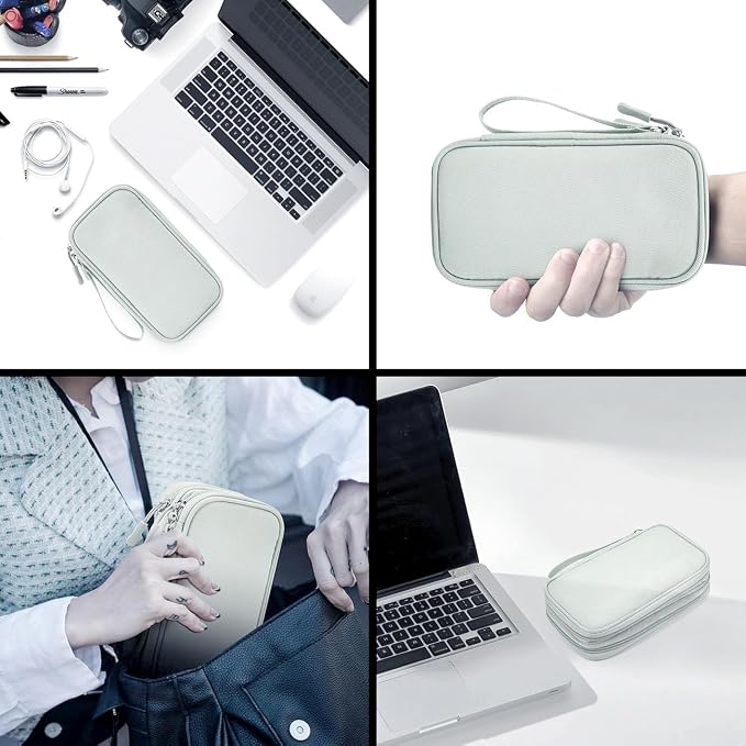 Electronic Organizer Travel Cable Accessories Bag,Electronic Organizer Case,Electronic Accessories Organizer Bag for Power Bank, Charging Cords, Chargers, Mouse, USB Cable, Earphones (Mint Green)